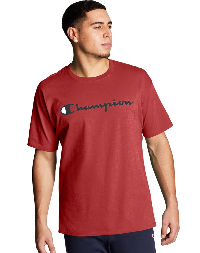 Champion Graphic Jersey Script Logo Erkek Tişört Kırmızı ( SEROND947 )